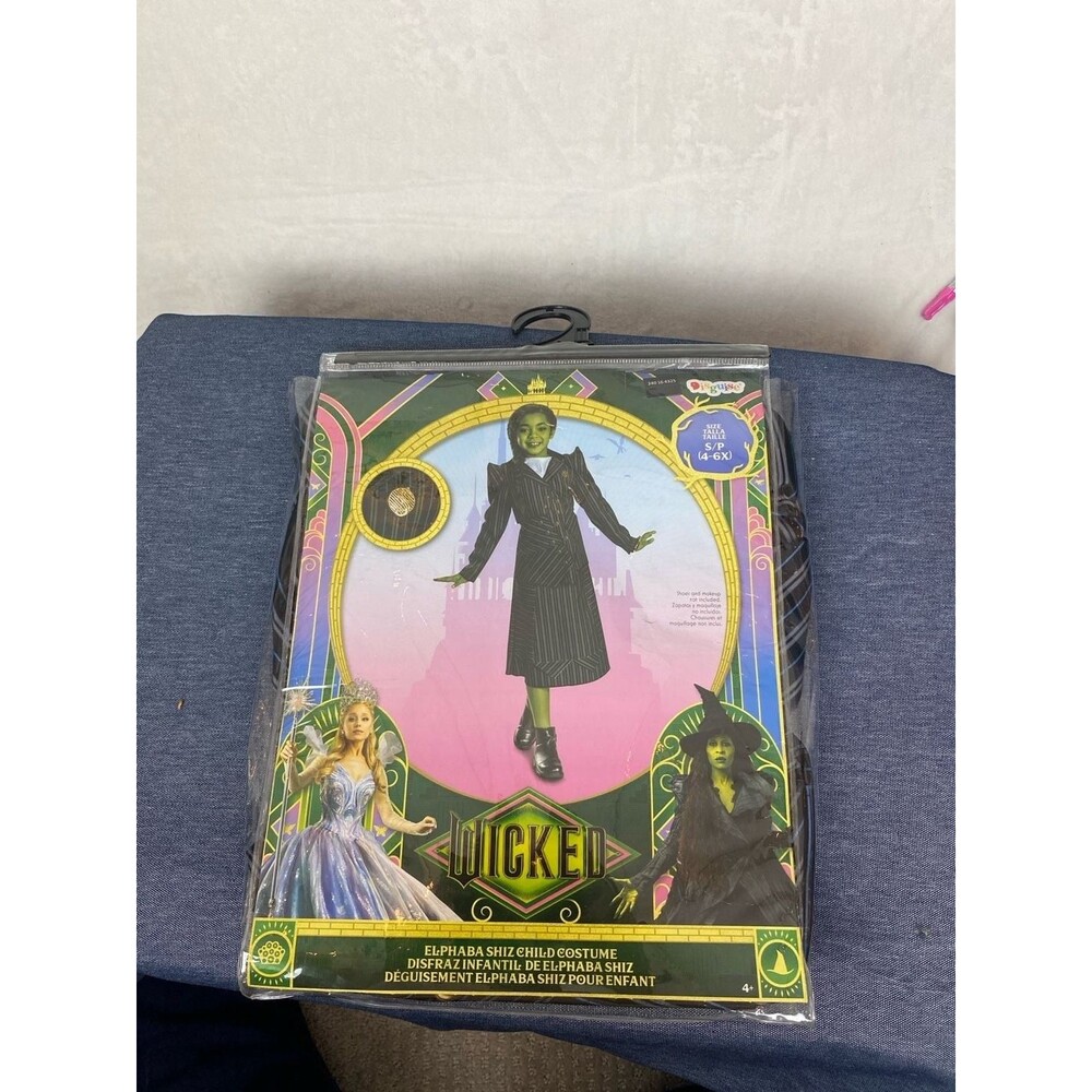 Disguise Wicked Elphaba Shiz Girls Costume Dress with University Pin Size S 4-6X